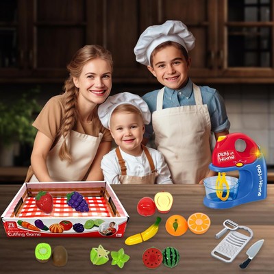 Pretend Kochen Schneiden Spielzeug Set Mixer mit Licht Essen Obst Küche Set für Kinder
