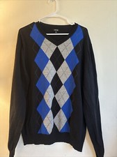 APT 9 Argyle Sweater Men Black Size XL 44  Chest And 27  Length Classic