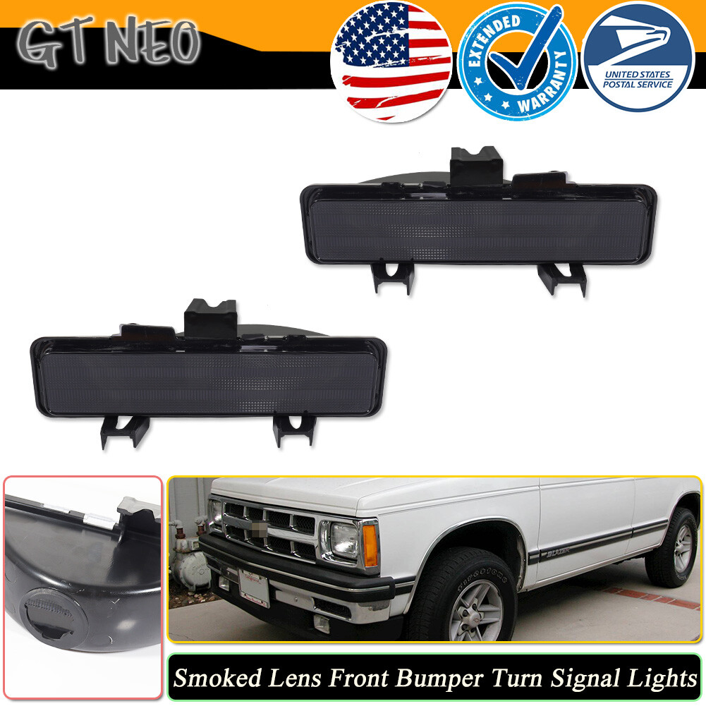 OFFKAT LED Side Marker Lights For 1983-1994 Chevy Blazer S10 GMC Jimmy - Smoked Lens, Amber, Ultra-Bright, 2 Pack