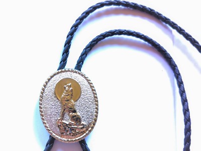 Bolotie Wolf Boloties Western Krawatte Line Dance Bolo Cowboy Gold Silber NEU