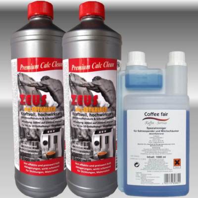 2x 1L Zeus Entkalker & 1L Milchsystemreiniger Milk Clean Cleaner Melitta* Jura*