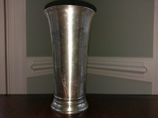 Restoration Hardware Mint Julep Silver Pewter Vase 8" Tall Skinny Metal Round