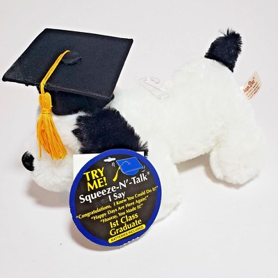 Top Dog Plush Toy Dan Dee 1st Graduate Black White Squeeze N Talk New Tags