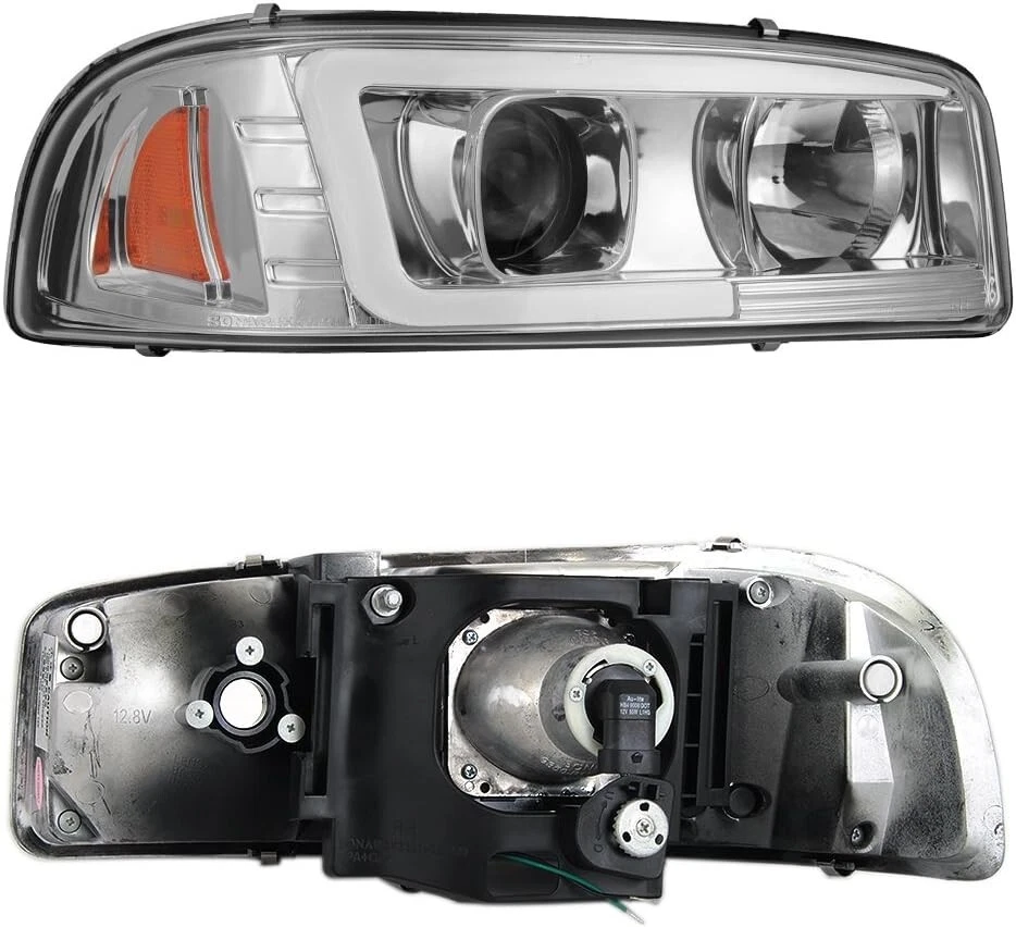 Faros proyectores de tubo LED 1999-2006 GMC Sierra 1500 2500HD 3500 Yukon XL Foto 2 de 4