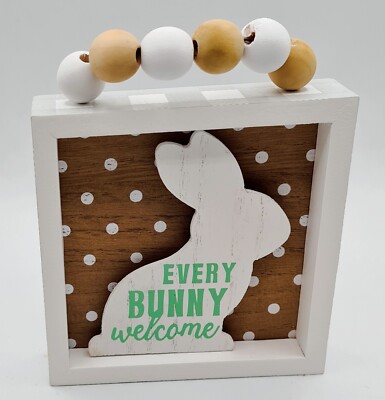4-Piece Easter Bunny Wooden Centerpieces Set - Hello Spring Table Decor, Cute Party Supplies, Tabletop Ornaments - View #5