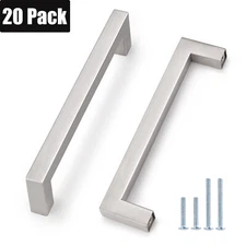 Probrico 20Pack Brushed Nickel Square Handles Kitchen Cabinet Pulls Drawer