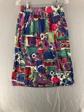 Vintage Land n sea skirt Womens Medium Abstract Floral Print 80s 90s