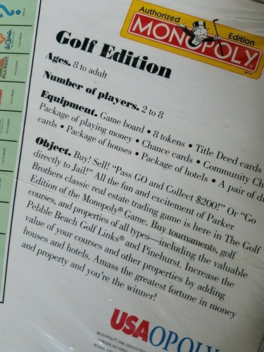 Monopoly Edición GOLF 1996 Versión Autorizada PGA LPGA De Colección Totalmente NUEVO Sellado - Imagen 5 de 5