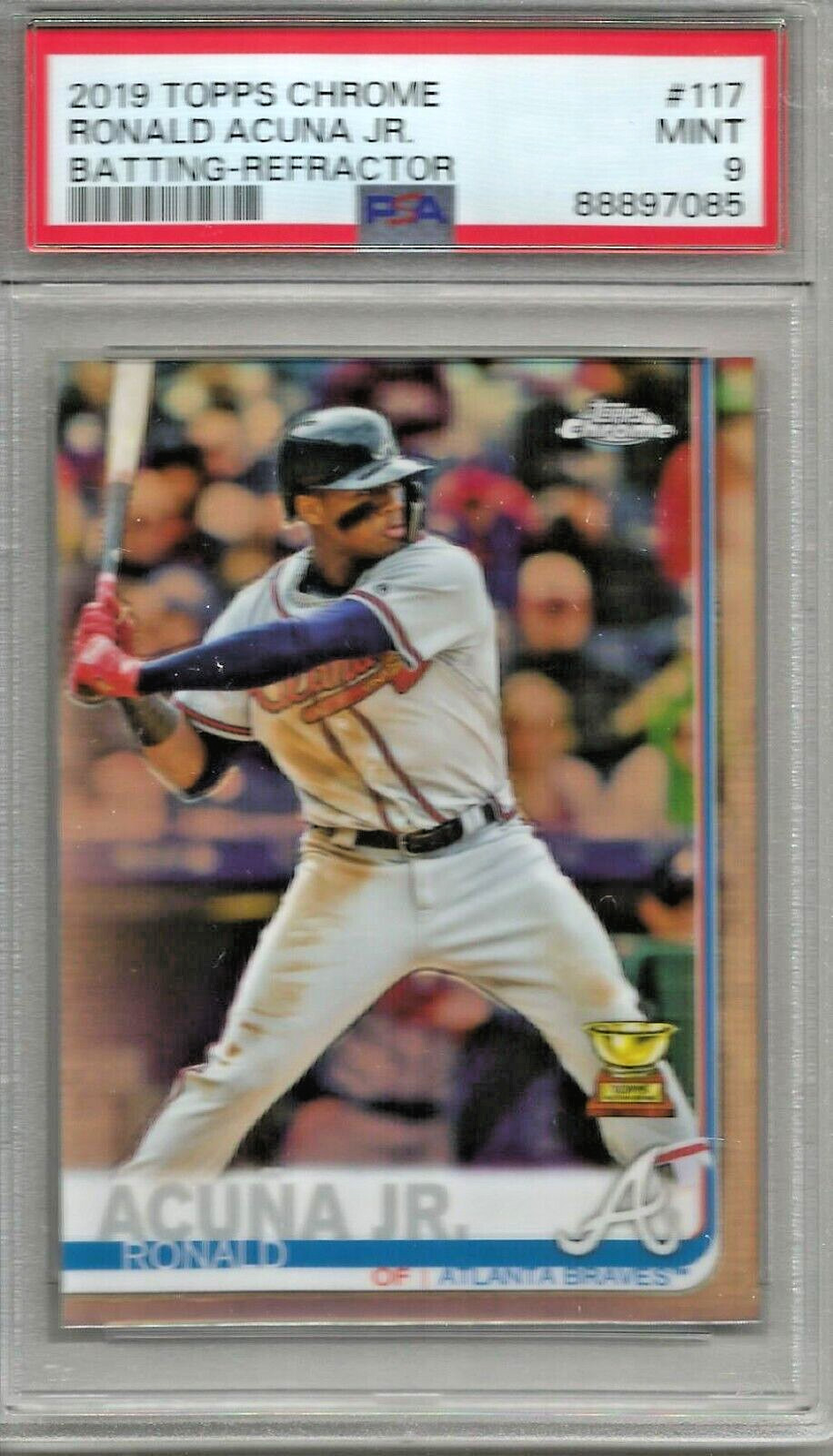 Ronald Acuna Jr. 2019 Topps Chrome Batting Refractor (#117) PSA 9