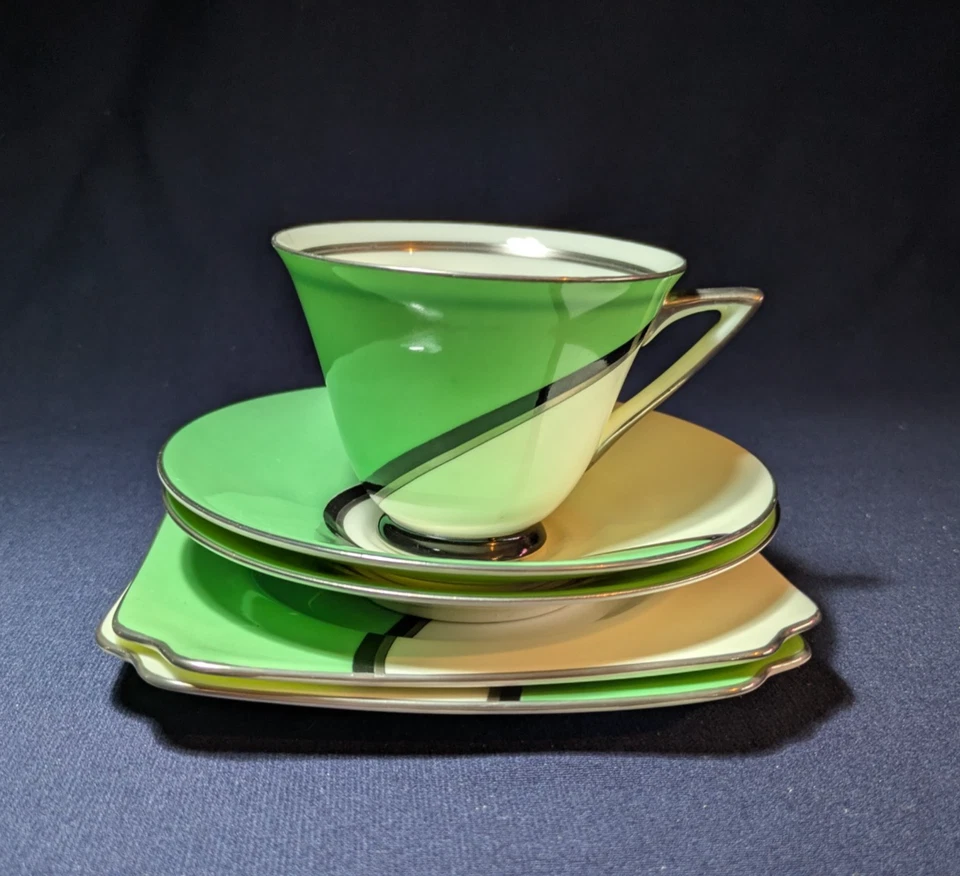 Royal Doulton De Luxe V1284 Art Deco Tea Cup 2x Saucer 2x Plate Rare 1934 - image 3 of 4