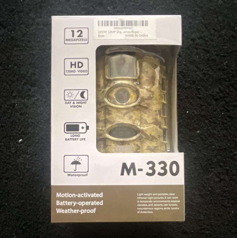 LESHP M-330 Trail Camera 12MP 720P Waterproof Day/Night Motion Sensor 65ft