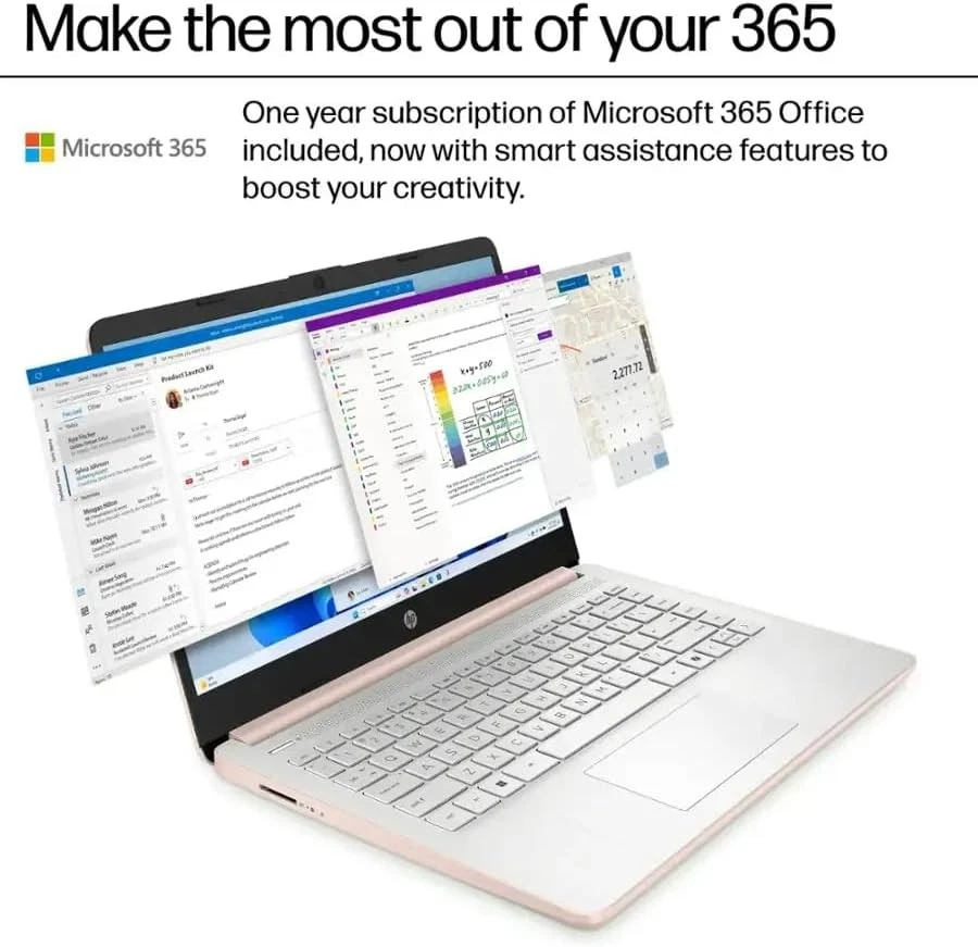 Студенческий ноутбук 2025 HP 14, процессор Intel N150, до 16 ГБ 128 ГБ + W11Pro розовое золото - Изображение 4 из 4