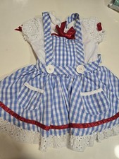Wizard of Oz Dorothy Inspired Girls Dress Costume Blue Gingham with Lace Trim