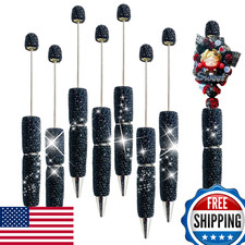 KUNHEHO 7Pcs Glitter Beadable Pens Full Rhinestone Fancy Pen for Beads Cute Jour