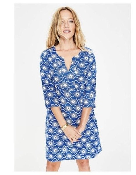 Women Boden Dress Navy Linen 38 / M / 46