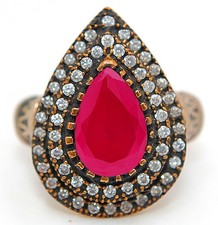 Ottoman Empire Style 2CT Treated Ruby 925 Solid Sterling Silver Ring Sz 7 BT2