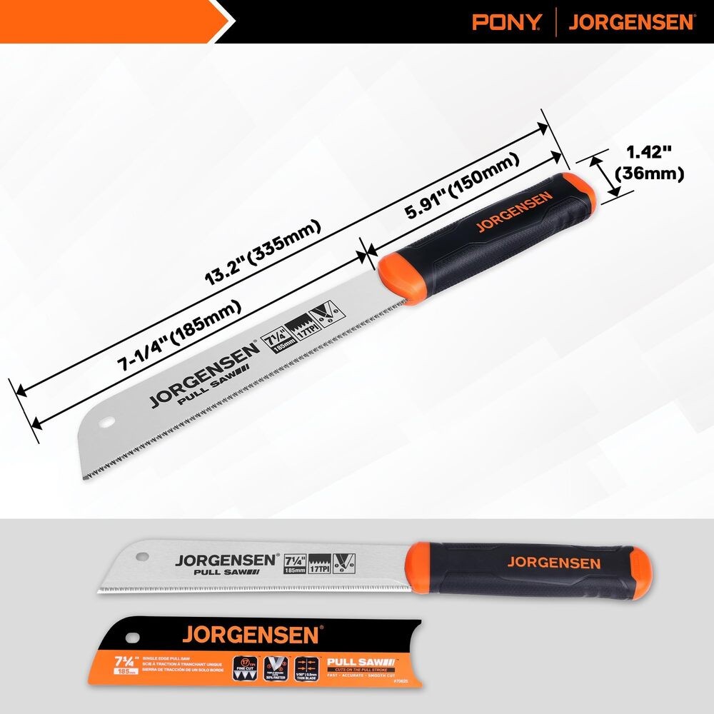 JORGENSEN Single Edge Japanese Pull Saw 7.25" Hand Saw SK5 17-TPI Flush Cut Saws