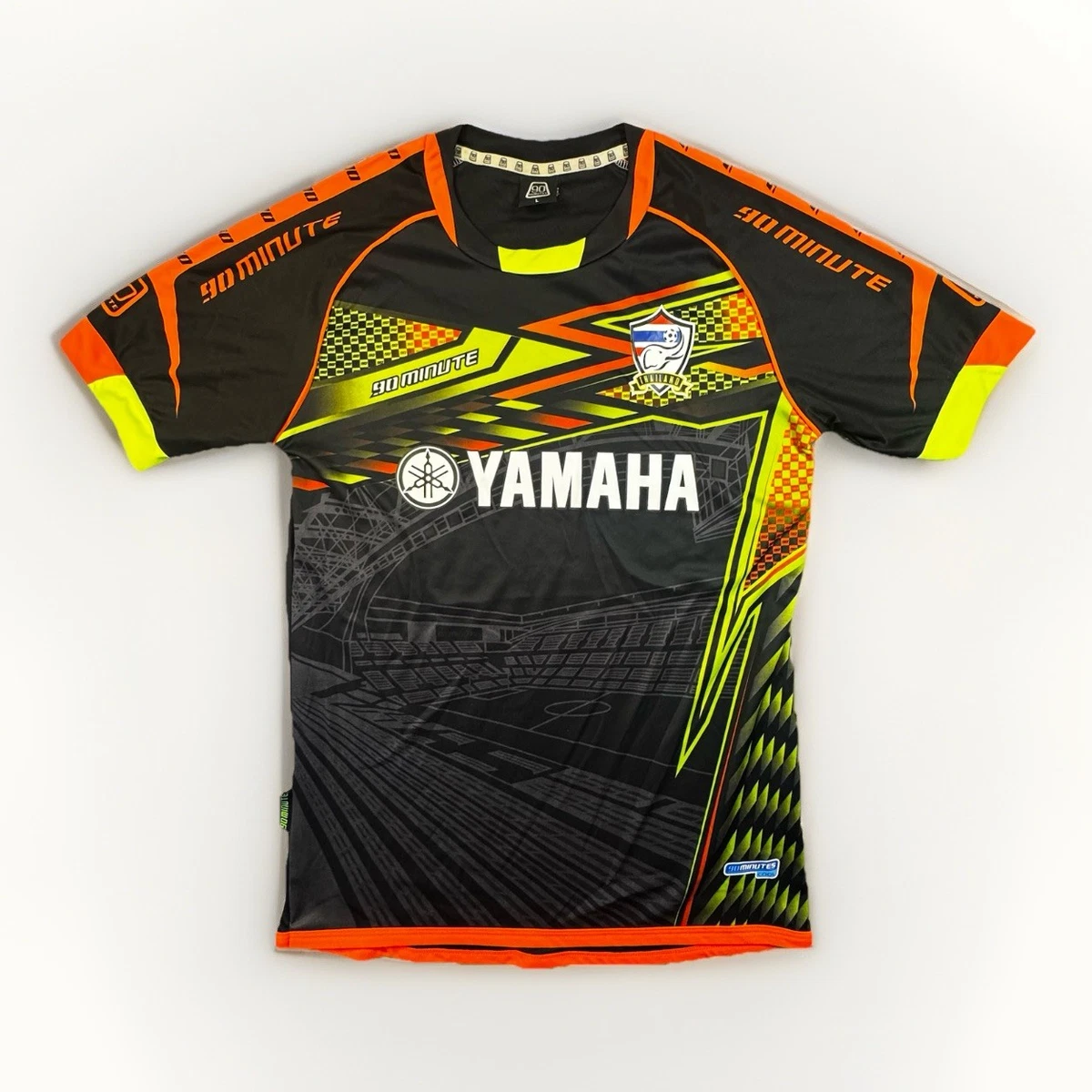 90 Minutes Yamaha Soccer Jersey Mens L Black Neon Thailand
