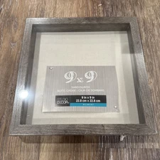 9 x 9 Grey Shadow Box Display Case Heavy Wood Frame 1 Inch Working Depth New