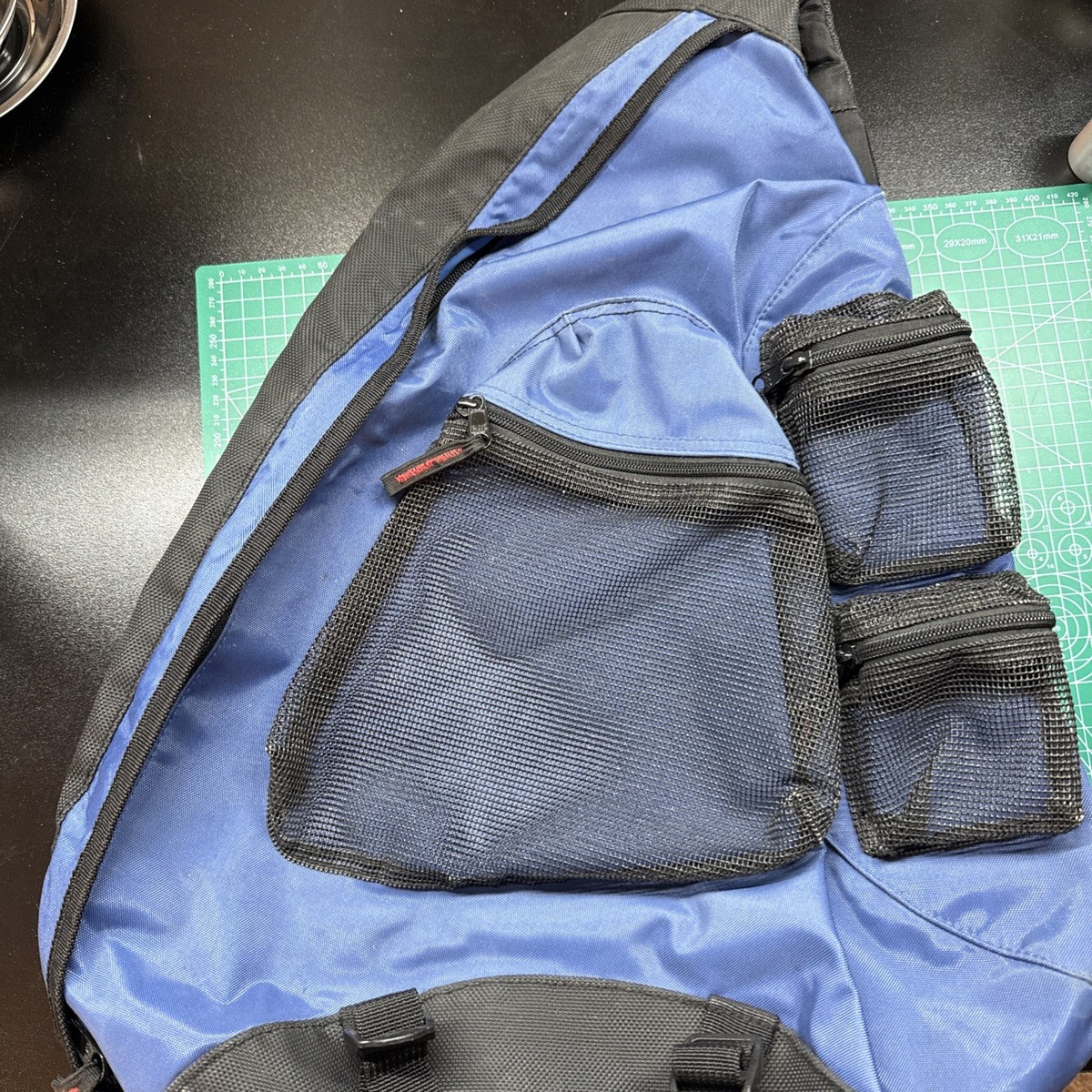 Vintage 2001 GAP Sling Bag 00s Crossbody Backpack Y2K Mesh - Blue