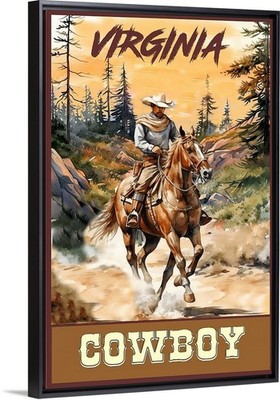 Virginia Cowboys Travel Poster Framed Canvas Old West Cowboy art