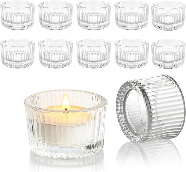 Teelichthalter 12Er Set Klare TeelichtgläSer 5Cm X 3,5Cm Tischdeko Geburtstag-image