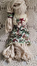 Hand made 12" ragdoll made w/rope  holiday clothes and a little dog In Her Arms