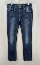 Silver Jeans Girl  s 12 Sasha Straight Regular Thick Stitch Blue Denim