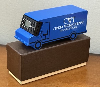 VTG Heavy Metal Clock Paperweight Cherry Webb & Touraine Store Truck Advertising