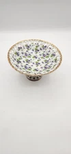 Vintage 1950's Lefton's China Violet Flower Chintz Compote Pedestal Dish