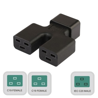 C20 to Dual C19 Power Adapter C20 to Double C19 Power Splitter Adapters
