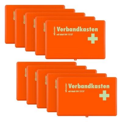 BIGPACK 10 x SÖHNGEN Verbandkasten Kiel, orange, nachleuchtend, DIN 13157