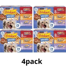 4PK Purina Friskies Shreds in Gravy Variety Wet Cat Food, 5.5 oz,  96 Cans