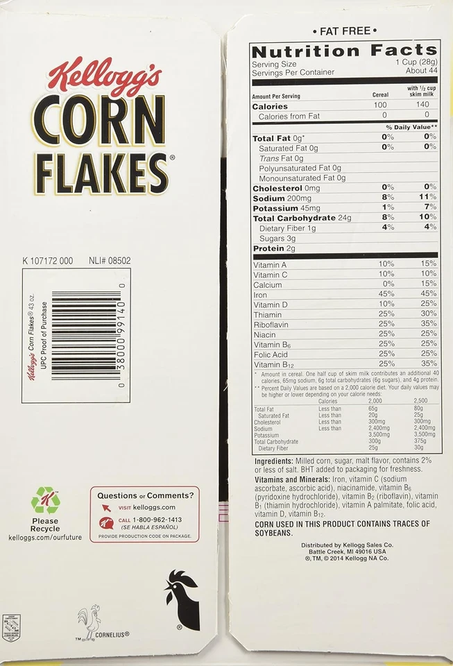 Kellogg's Corn Flakes Breakfast Cereal, 43 Ounce - Изображение 3 из 4