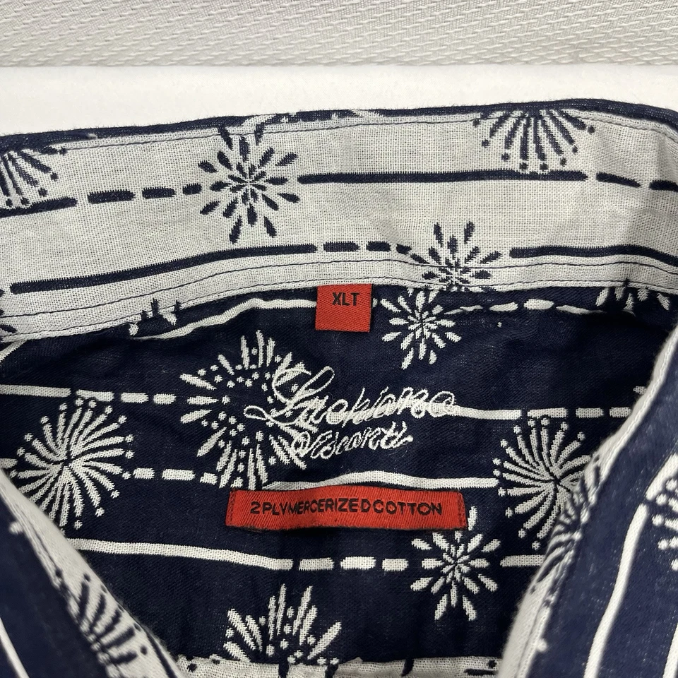 Camisa masculina Luchiano Visconti XLT multicolorida botão AOP L/S cata-vento flocos de neve - Imagem 3 de 4