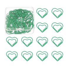 50pcs heart staples, metal, plastic, green