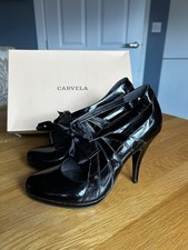 CARVELA Annette Black Patent Ribbon Court Shoes Size 39 6  New In Box