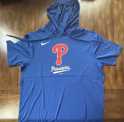 (NO -TAGS) New Philadelphia Phillies— Dri Fit Short Sleeved Hoodie — Size Large