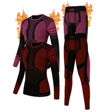 2pc/set Womens Ultra Soft Thermal Underwear Fleece Lined Sleepwear Winter Warmth