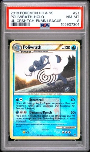 Pokemon Poliwrath Holo Unleashed 21 Crosshatch 2010 Regional Championships PSA 8