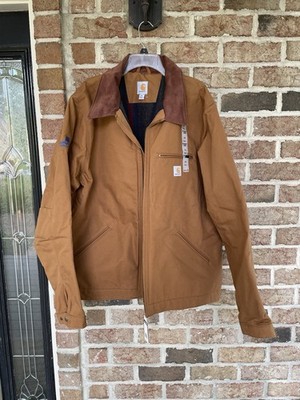 LOGO Carhartt Jacket Men 2XL Tall Brown Detroit Relaxed Fit