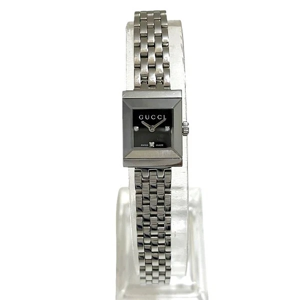 Montre bracelet GUCCI 128,5 cadran noir 3P diamant quartz livraison gratuite [occasion]