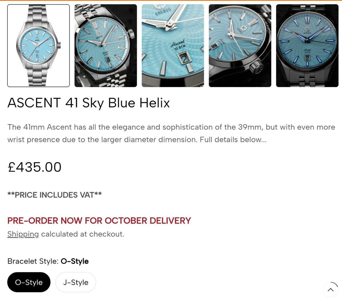 Erebus Ascent 41mm Sky blue