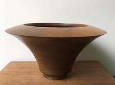 Vtg MCM Hand Turned Black Walnut Wood Centerpiece Bowl Artist R J Williams