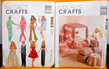 2 McCalls Fashion Doll Patterns 9663 Glamour  Sports Clothes-8240 Furniture New