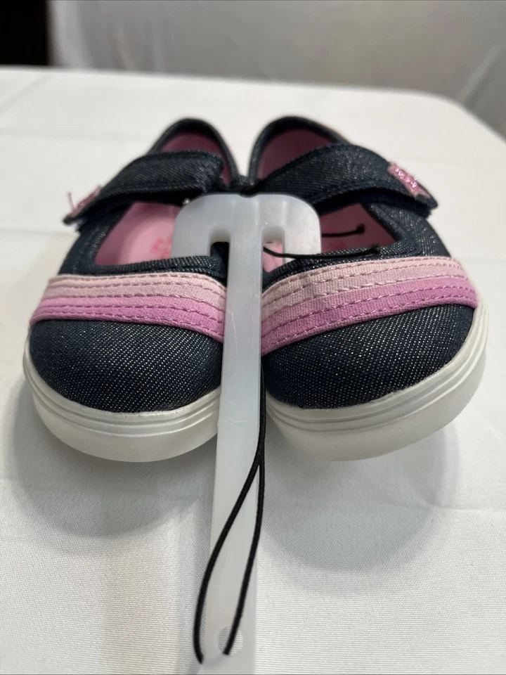 Falls Creek Kids Toddler Girl Size 6  Denim W/Pink Stripes Mary Jane Sneakers - Image 3 of 4