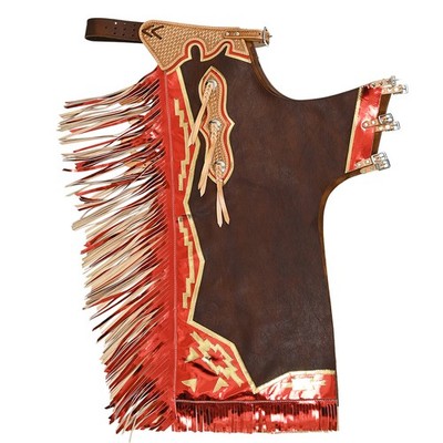75HS Hilason Pro Rodeo Bull Riding Chaps Smooth Genuine Leather Western Brown