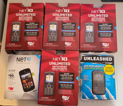 Vintage Cell Phone Lot 6 New Sealed - LG 320G/Pantech Caper/Galaxy Proclaim