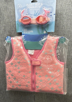 Sunnylife Float Vest & Goggles Set Pearl the Mermaid Pink 40lbs
