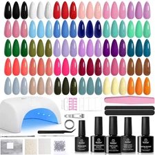 Beetles Gel Nail Polish Kit with U V Light -54 Pcs Gel Nail Kit Four Seasons Glo